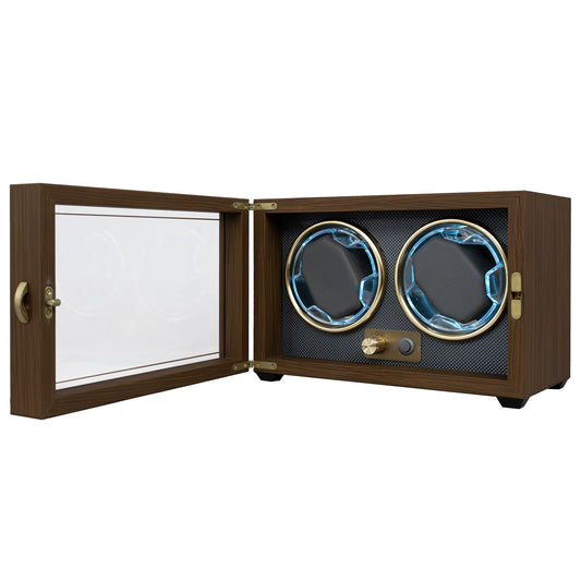 Foxtrot Chronoguard Gold wooden watch winder for 2 automatic watches