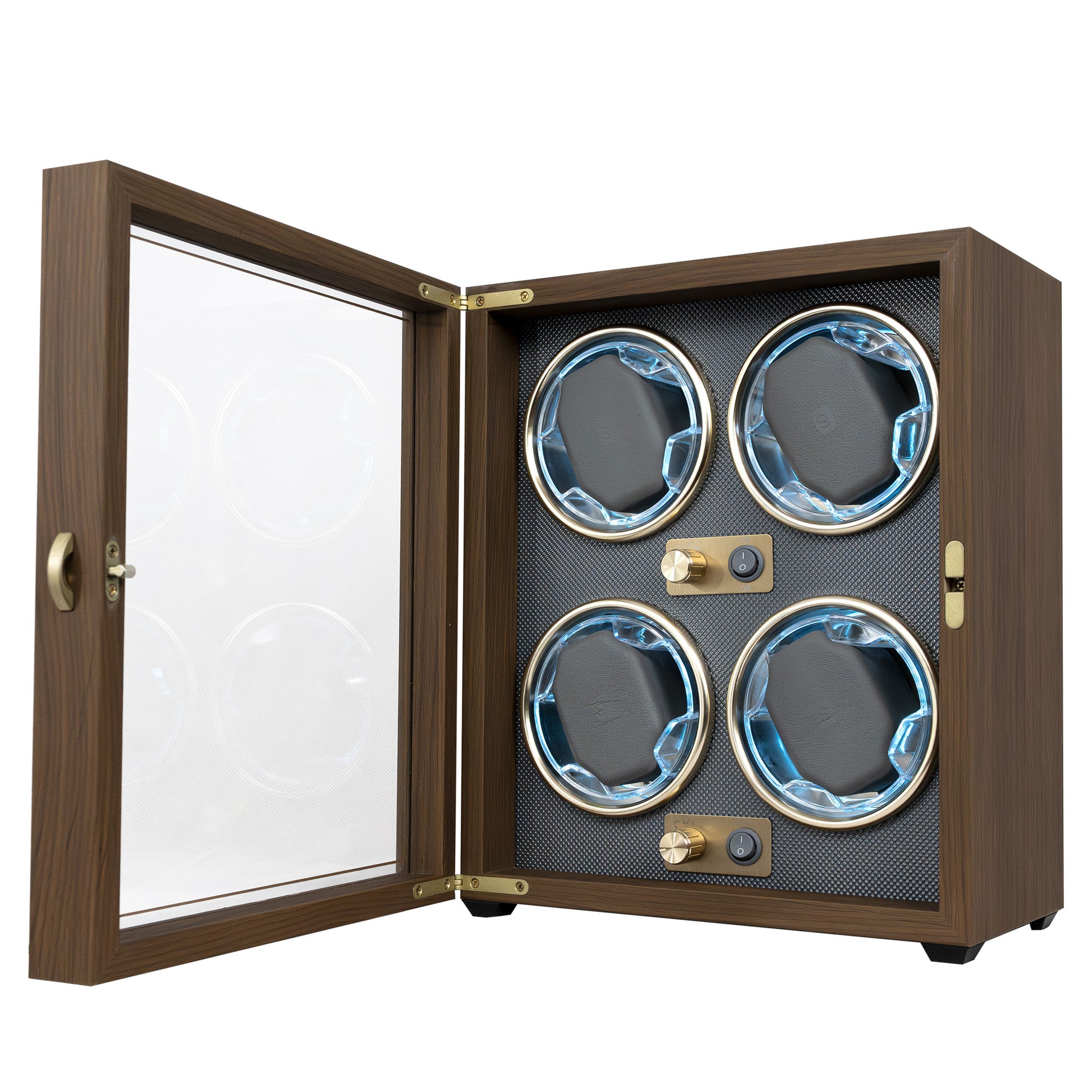 Foxtrot Chronoguard Gold wooden watch winder for 4 automatic watches